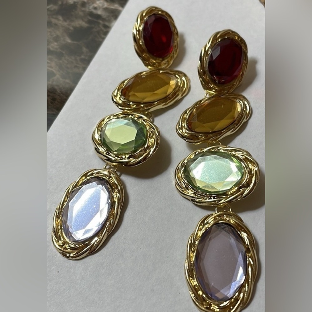 Akira Drip Drop Jewel Earrings - Picture 4 of 11